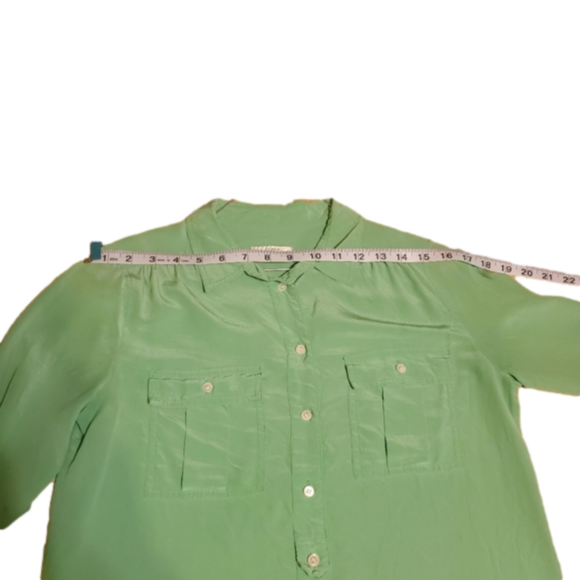 J Crew Green Silk Button-Down Shirt - Small - Picture 6 of 10